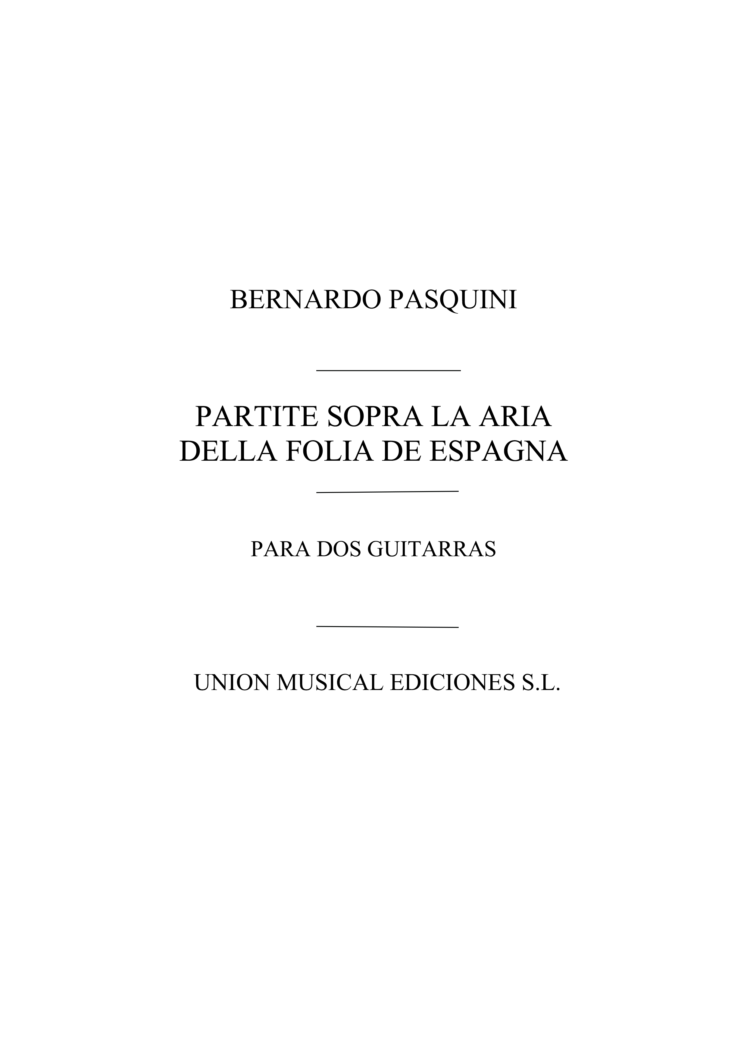 Pasquini: Partite Sopra La Aria Della Folia De Espagne