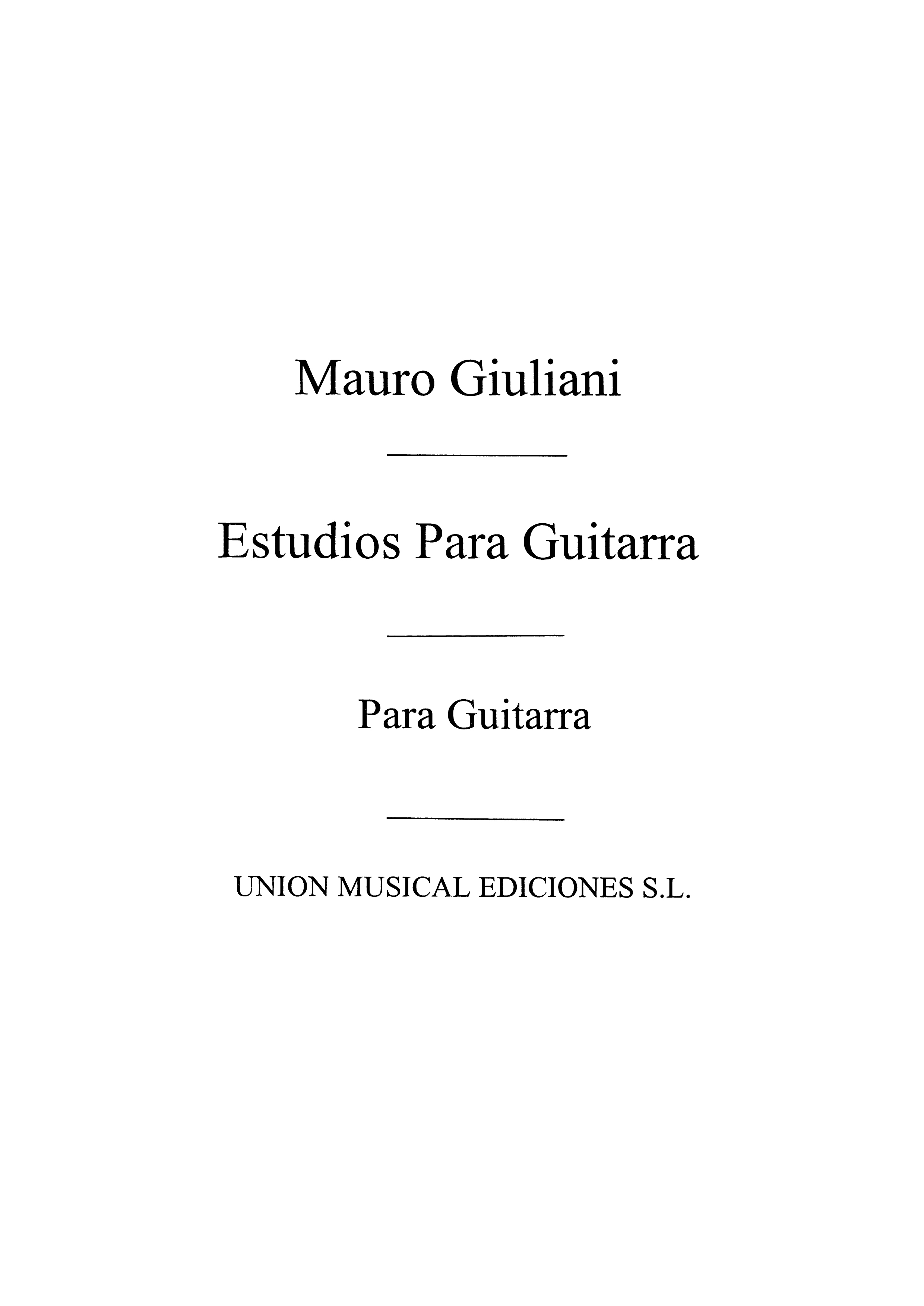 Mauro Giuliani: Estudios Para Guitarra Op.1-a (Ritter)