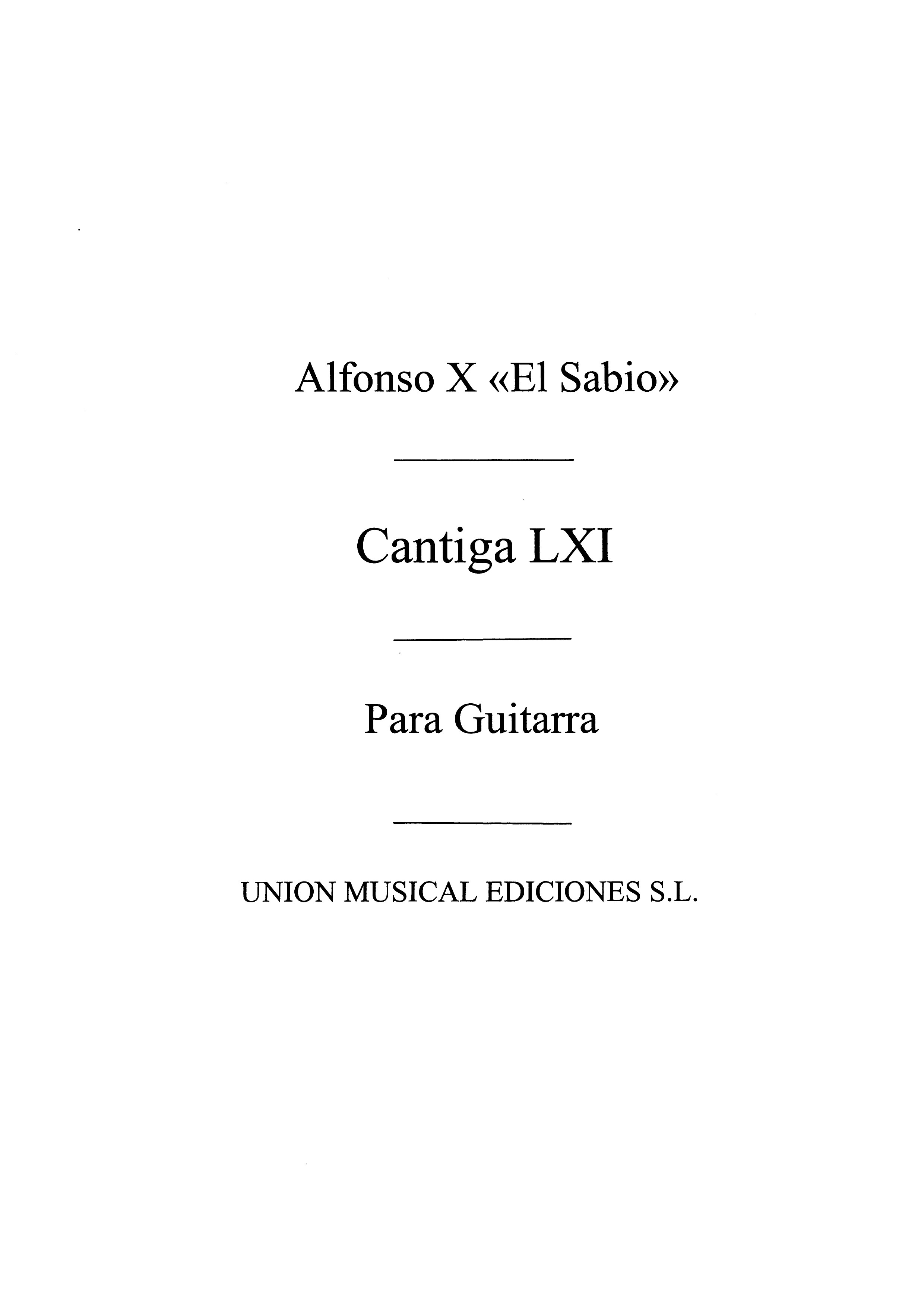 Alfonso: Cantiga LX I (Garcia Velasco) for Guitar