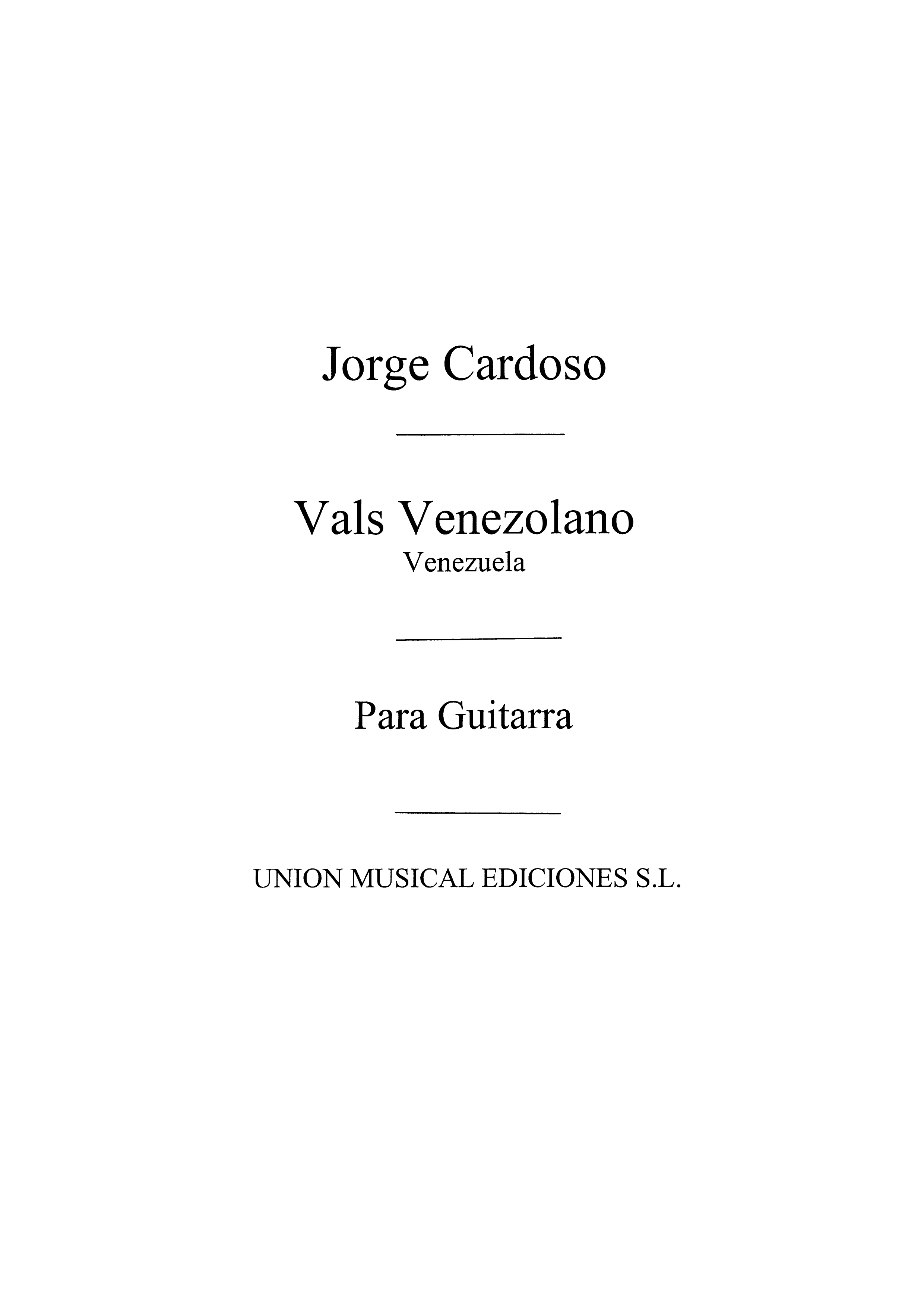 Cardoso Venezuela Vals No.10 From Suite Popular Sudamerica Guitar