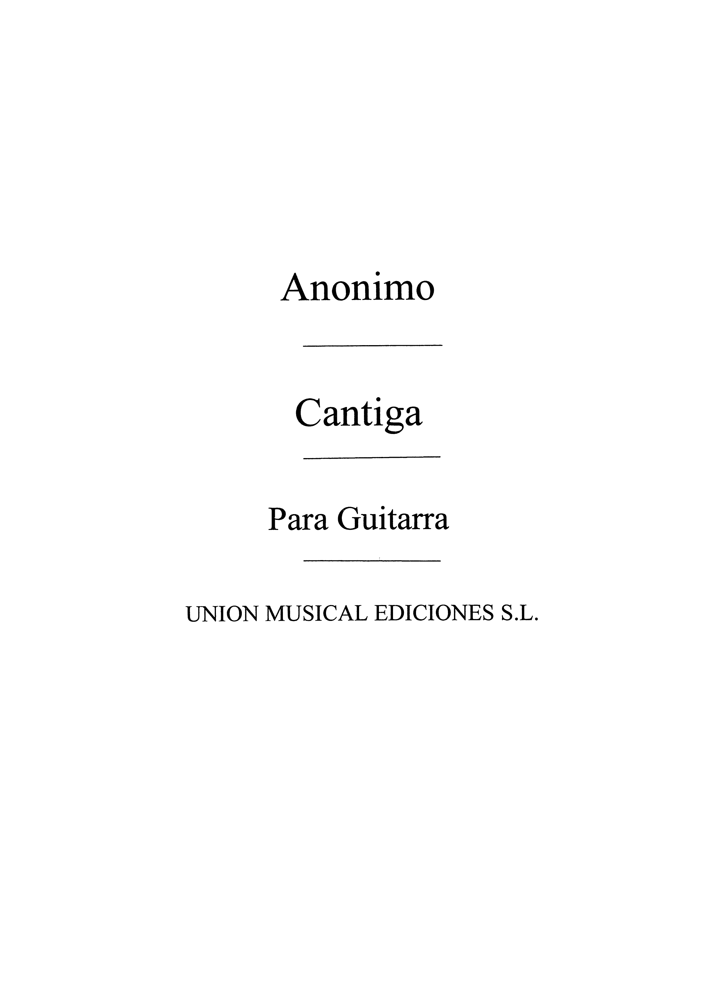 Anonimo: Cantiga (Anido) for Guitar