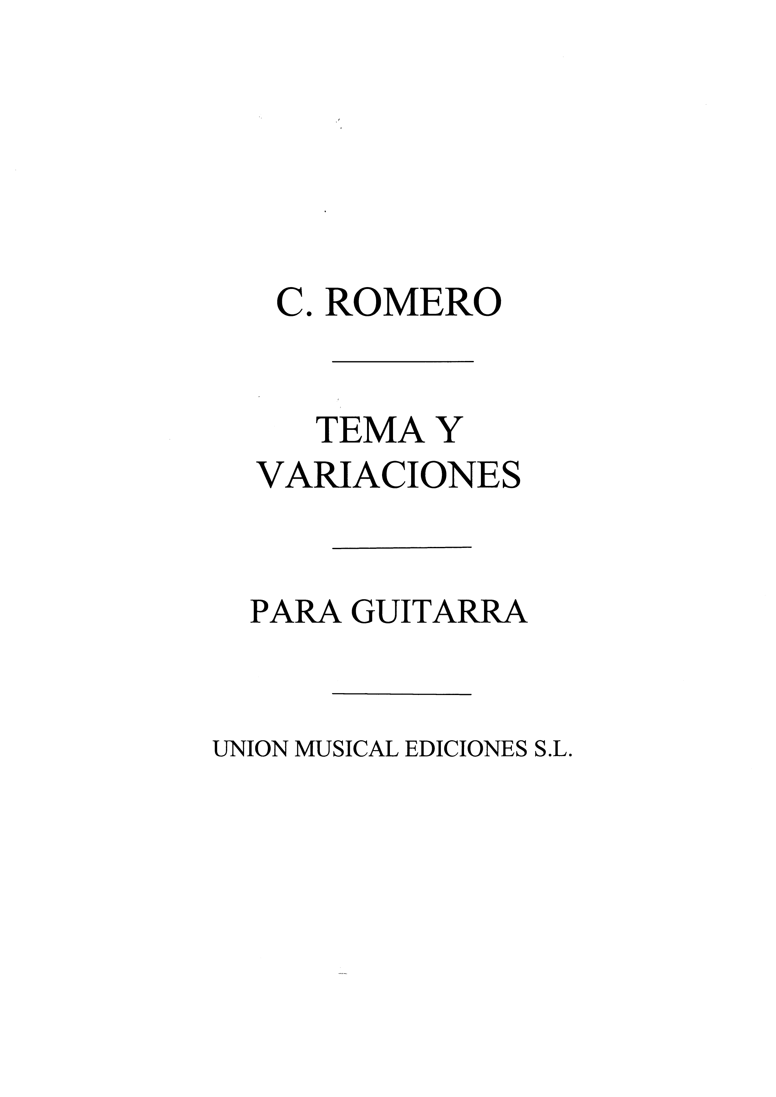 Romero (celedonio) Tema Y Variacones Guitar