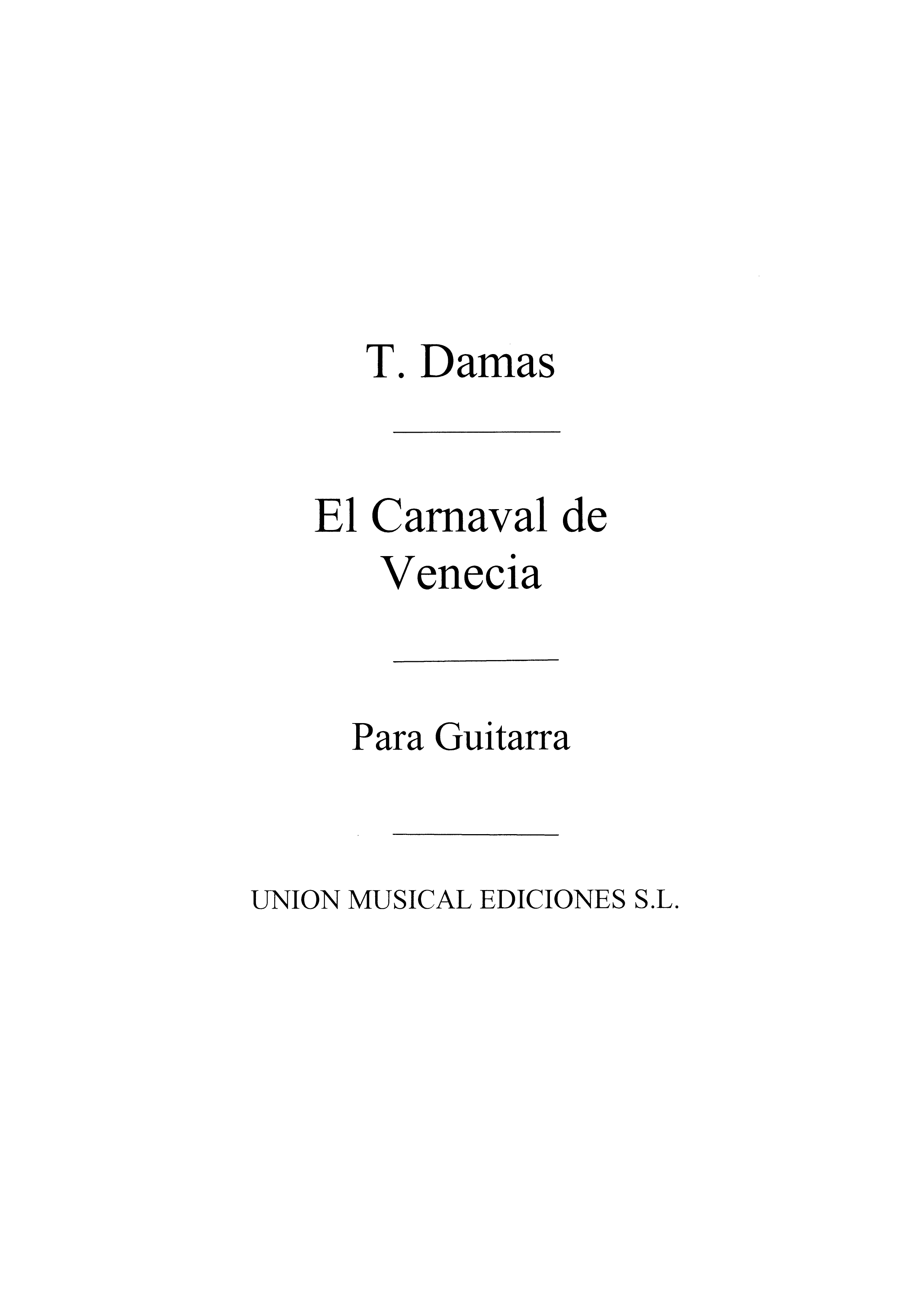 Damas: El Carnaval de Venecia for guitar