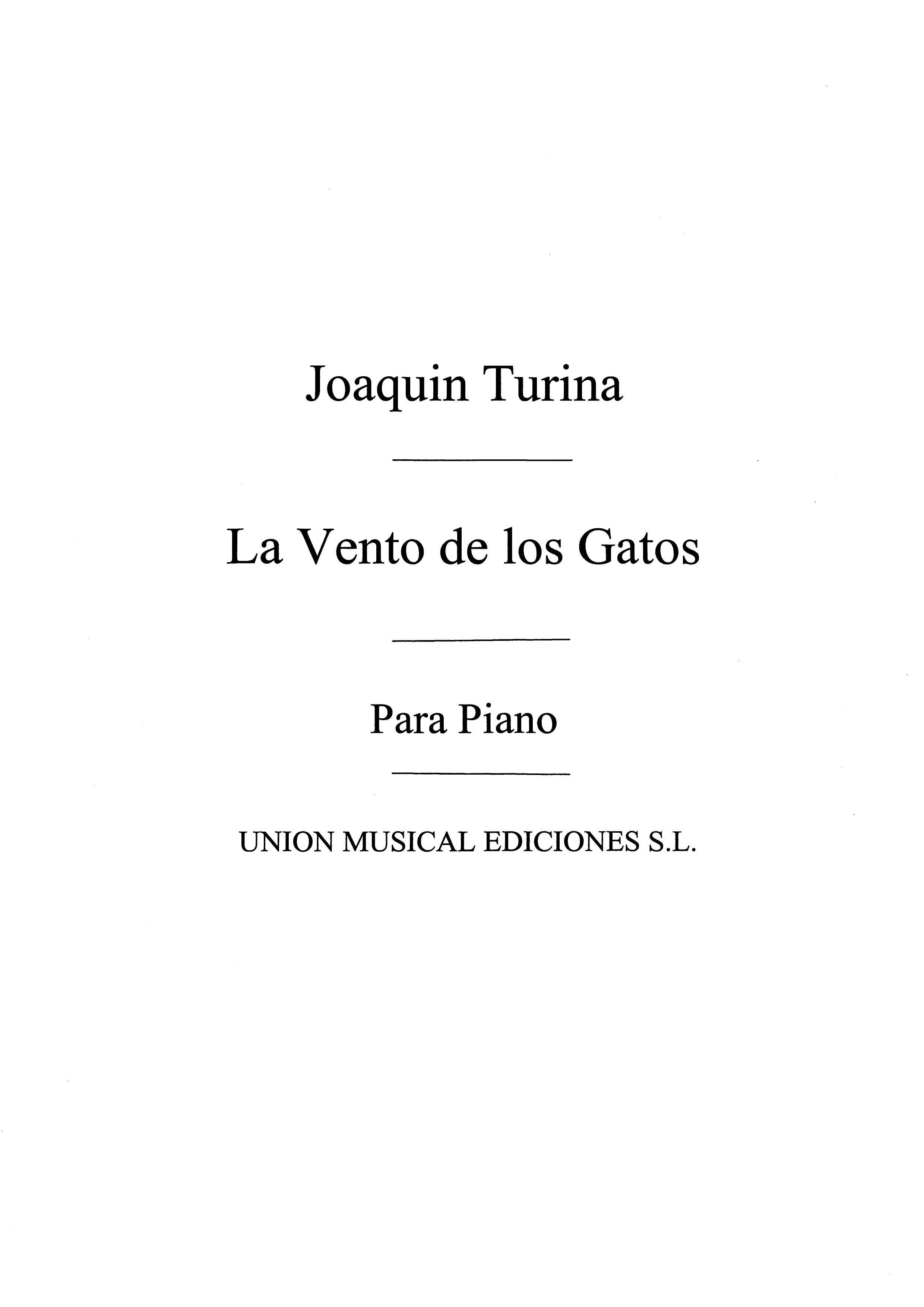 Turina: La Venta De Los Gatos Leyenda Becqueriana Op.32 for Piano