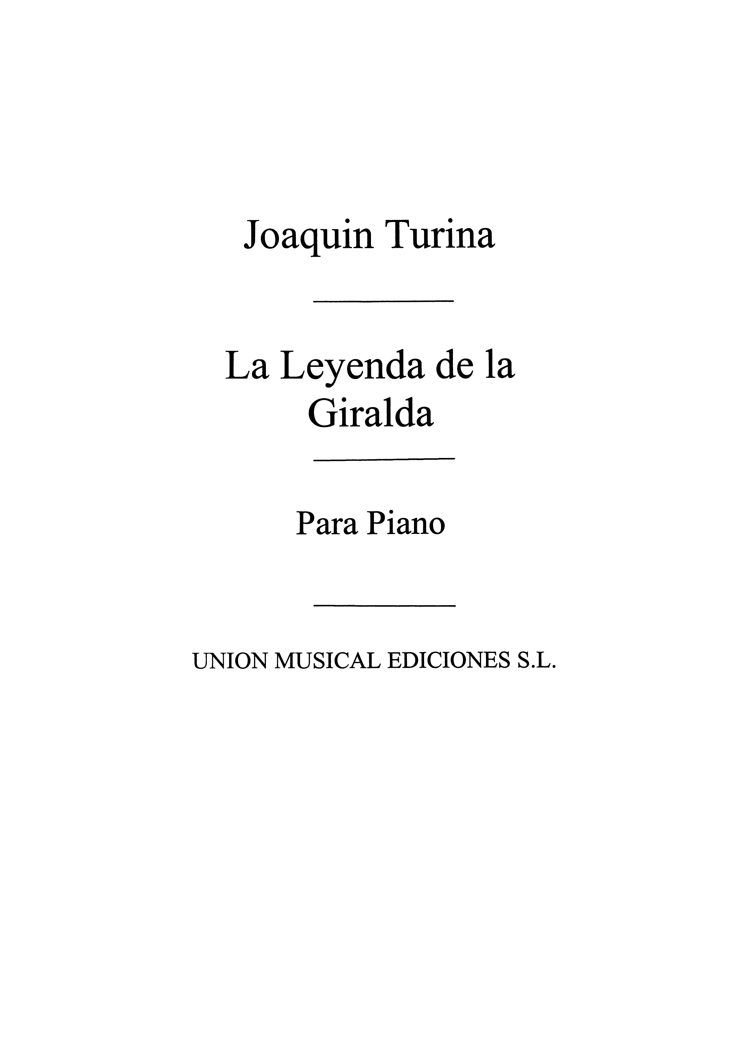 Turina: La Leyenda De La Giralda Op.40 for Piano