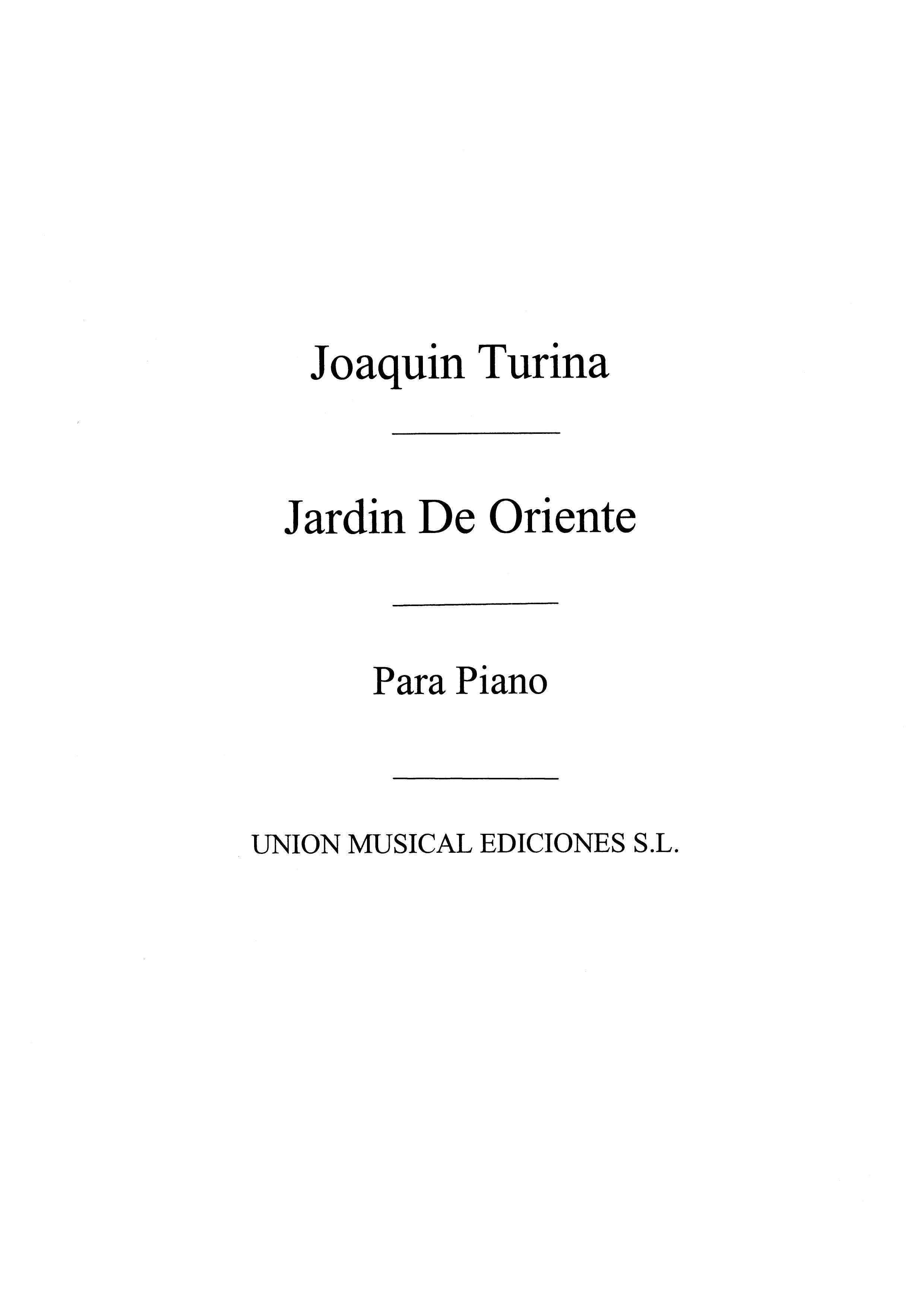 Turina: Danza De Jardin De Oriente Op.25 for Piano