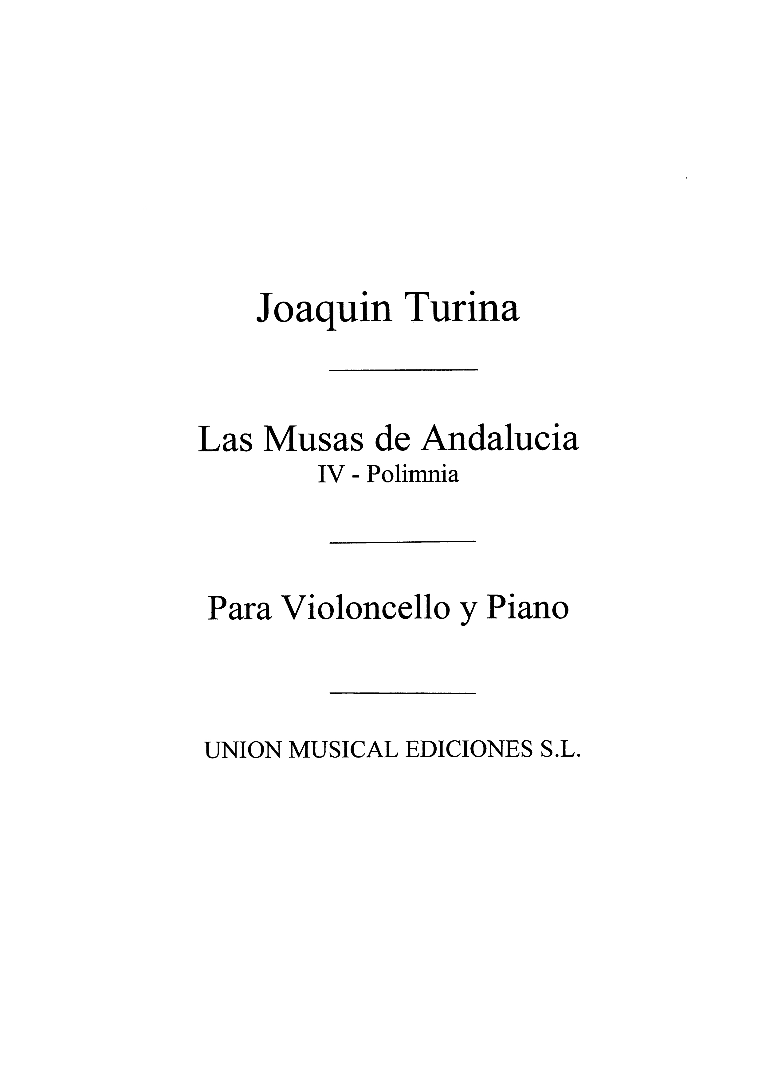 Turina Musas De Andalucia No4 Polimnia Piano