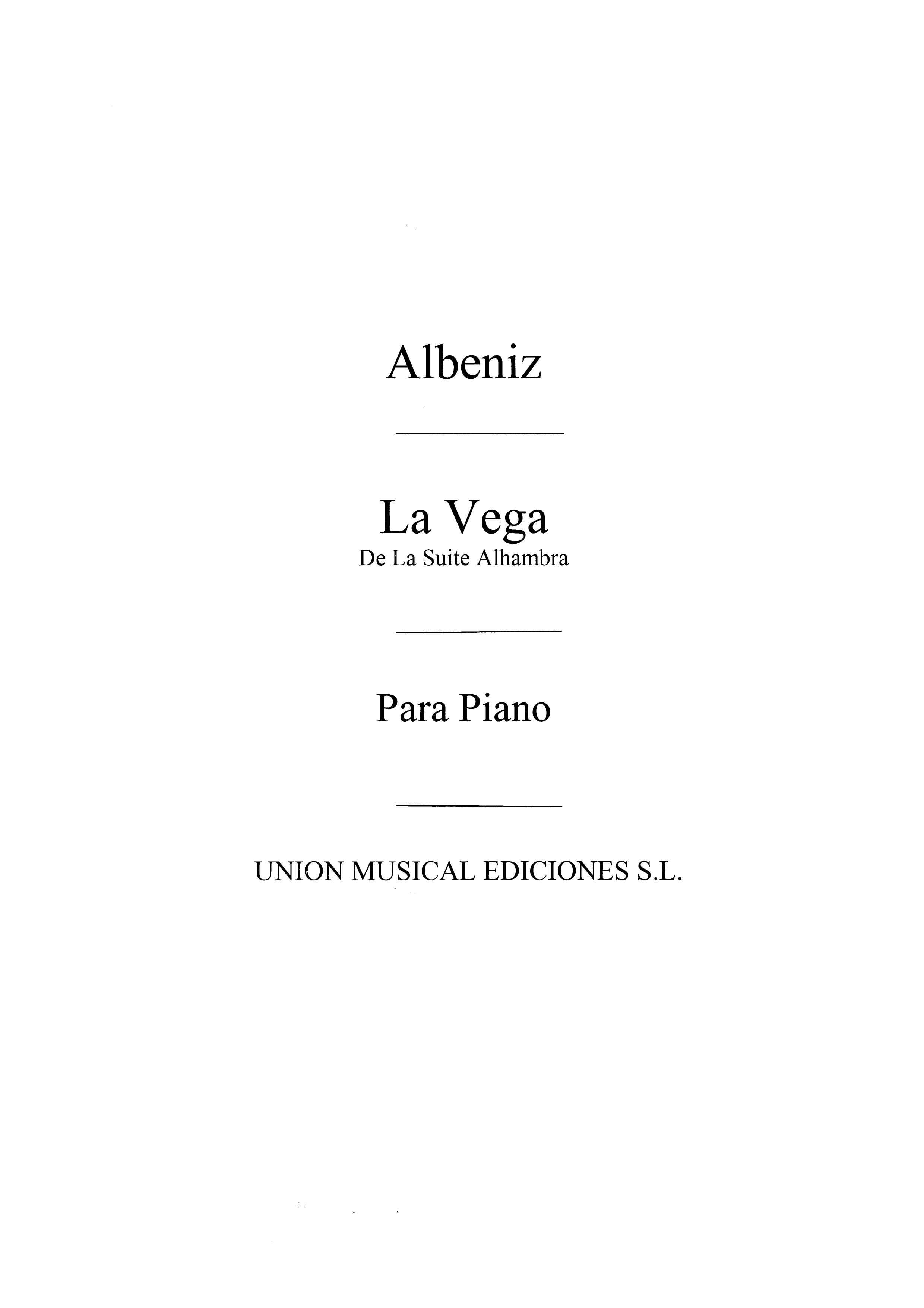 Albeniz La Vega De La Suite Alhambra Piano