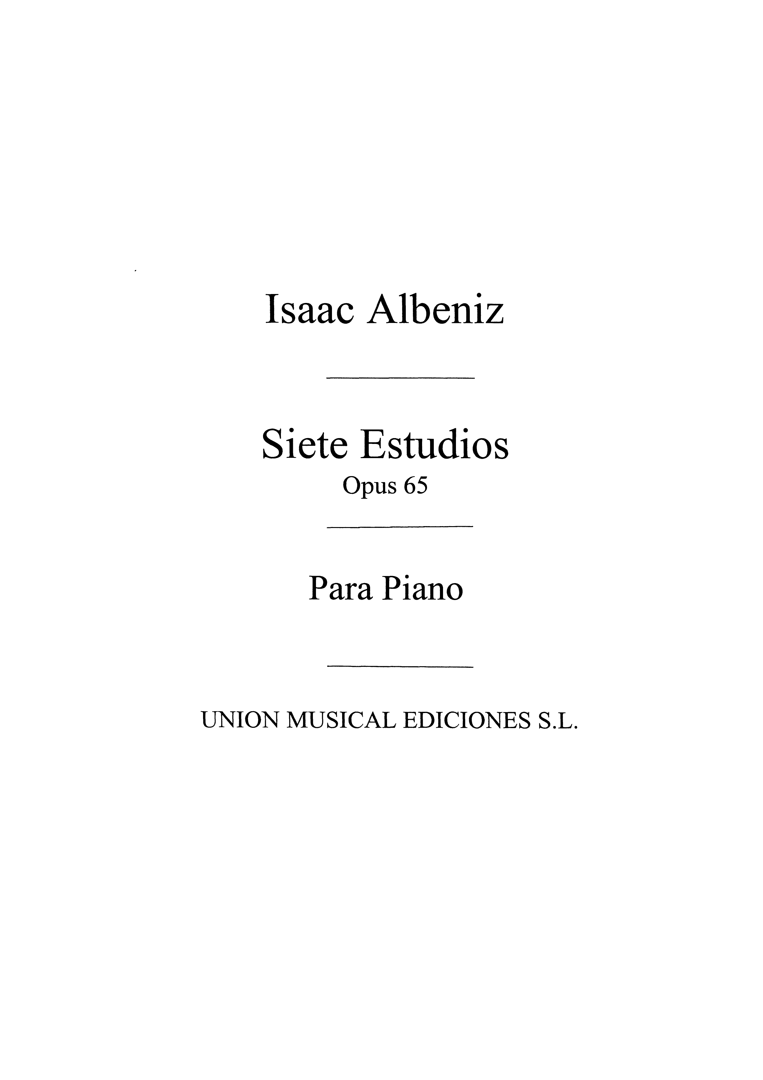 Albeniz Siete Estudios en los Tonos Naturales Mayores Op.65 for Piano