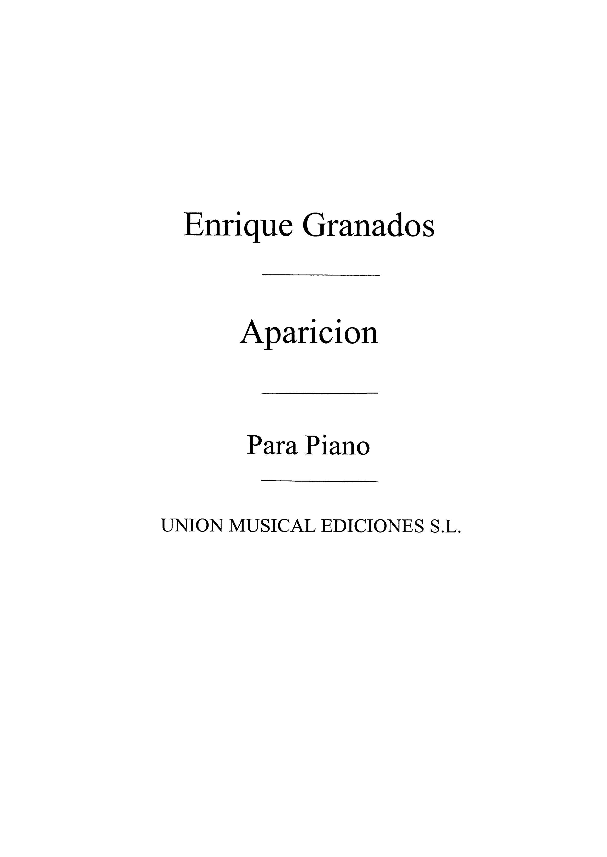 Granados: Aparicion for Piano