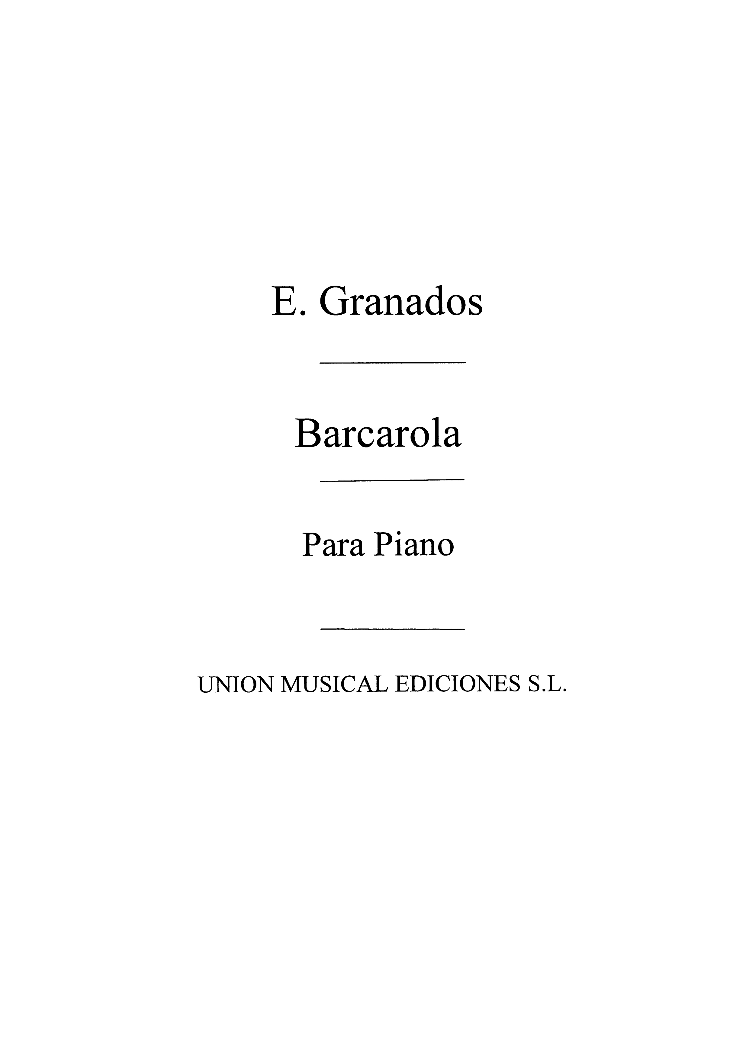 Granados: Barcarola for Piano