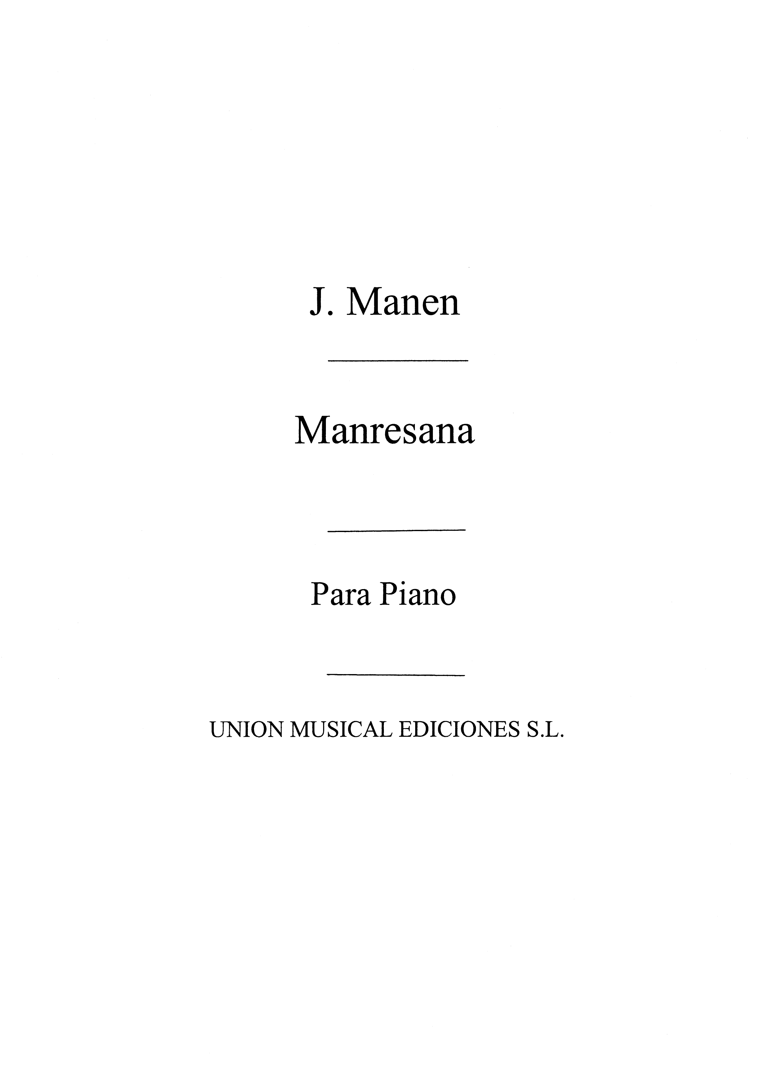 Manen: Manresana, Sardana for Piano