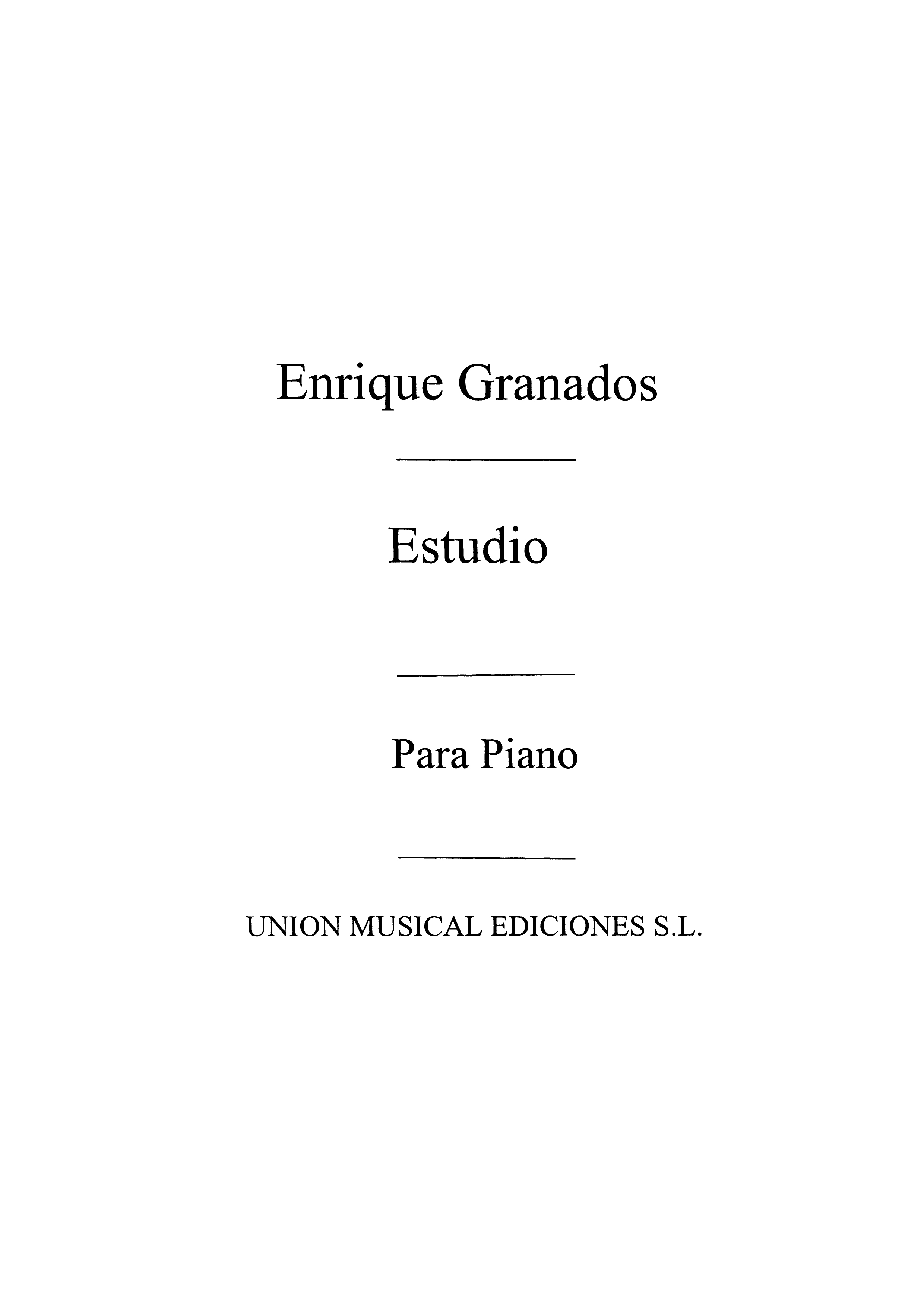 Granados: Estudio Piano See Internal Text, Thank You