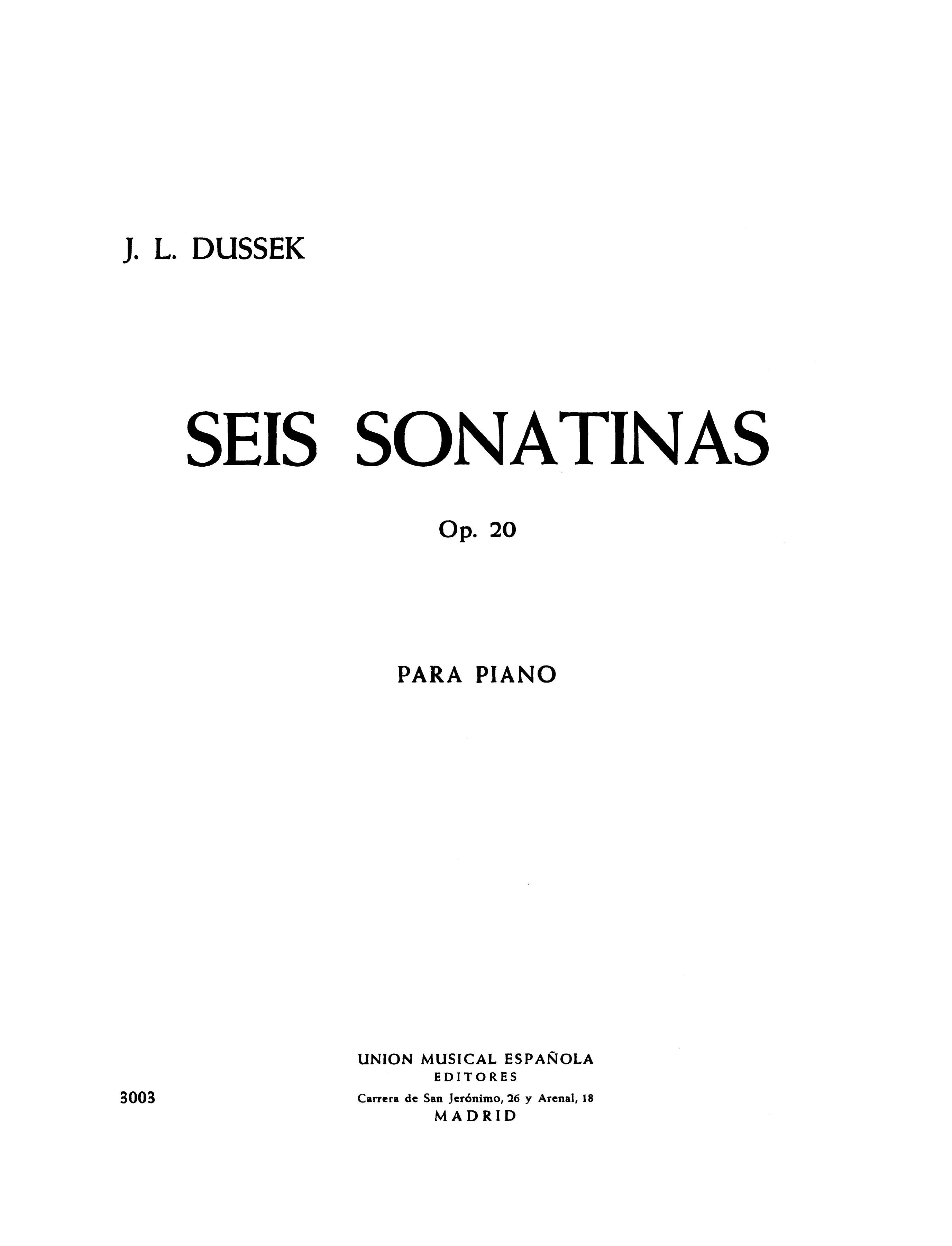 Dussek: Seis Sonatinas Op.20