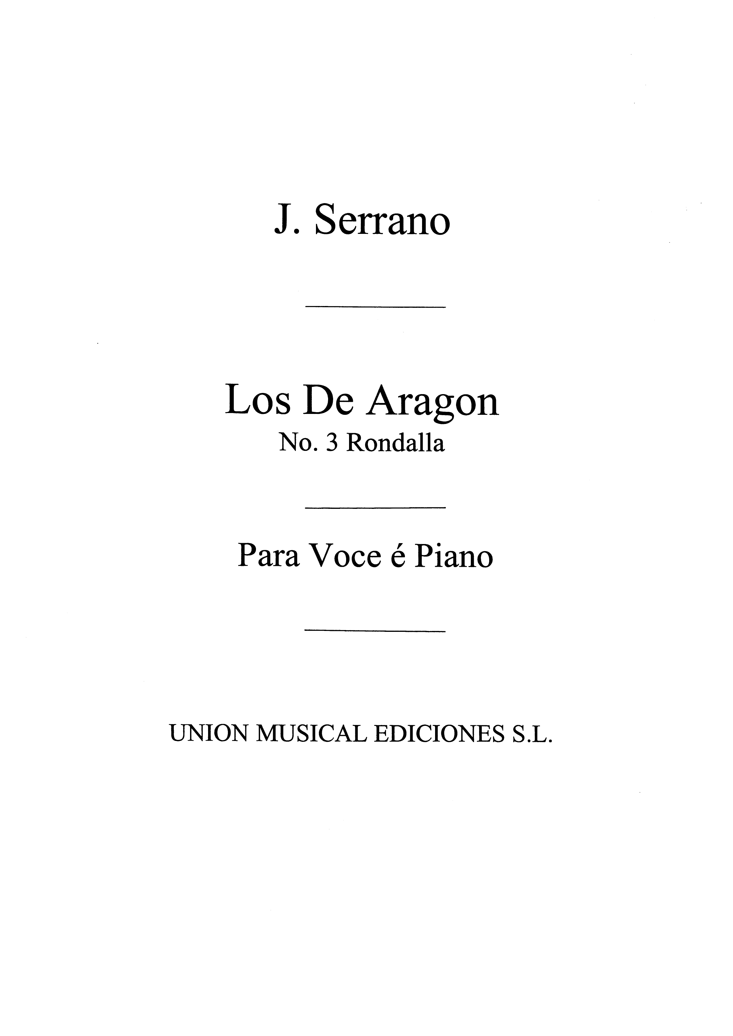 Serrano: Los De Aragon Rondalla for Piano