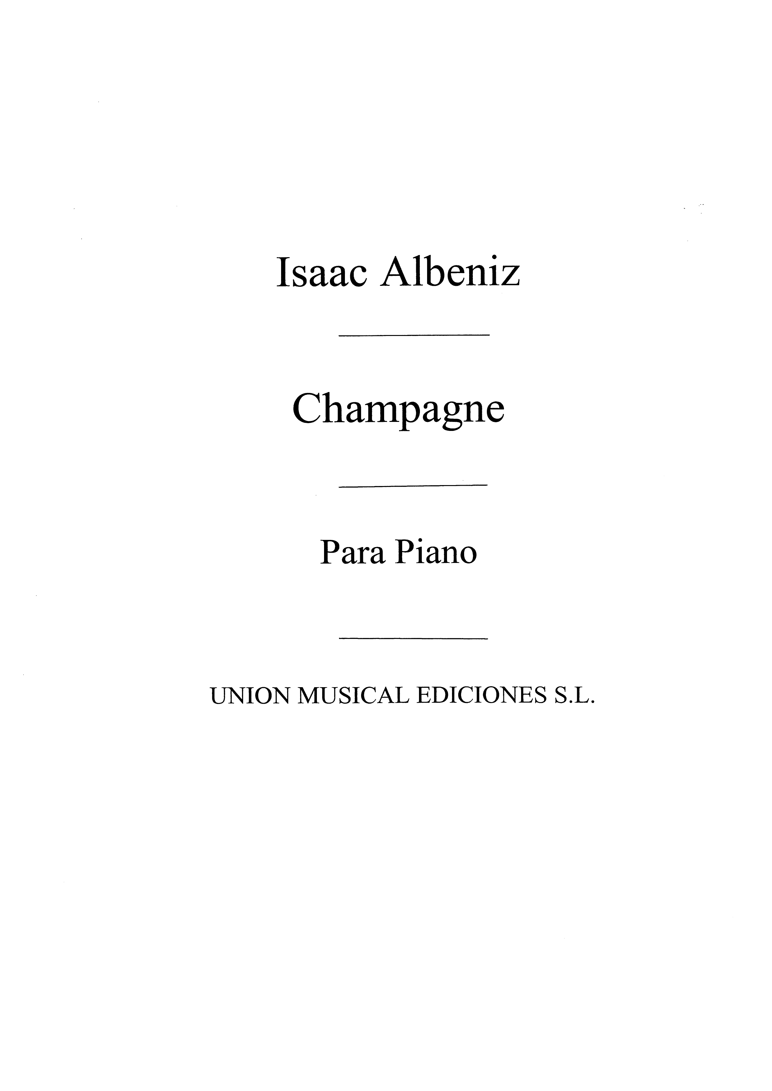 Albeniz: Champagne Vals De Salon for Piano