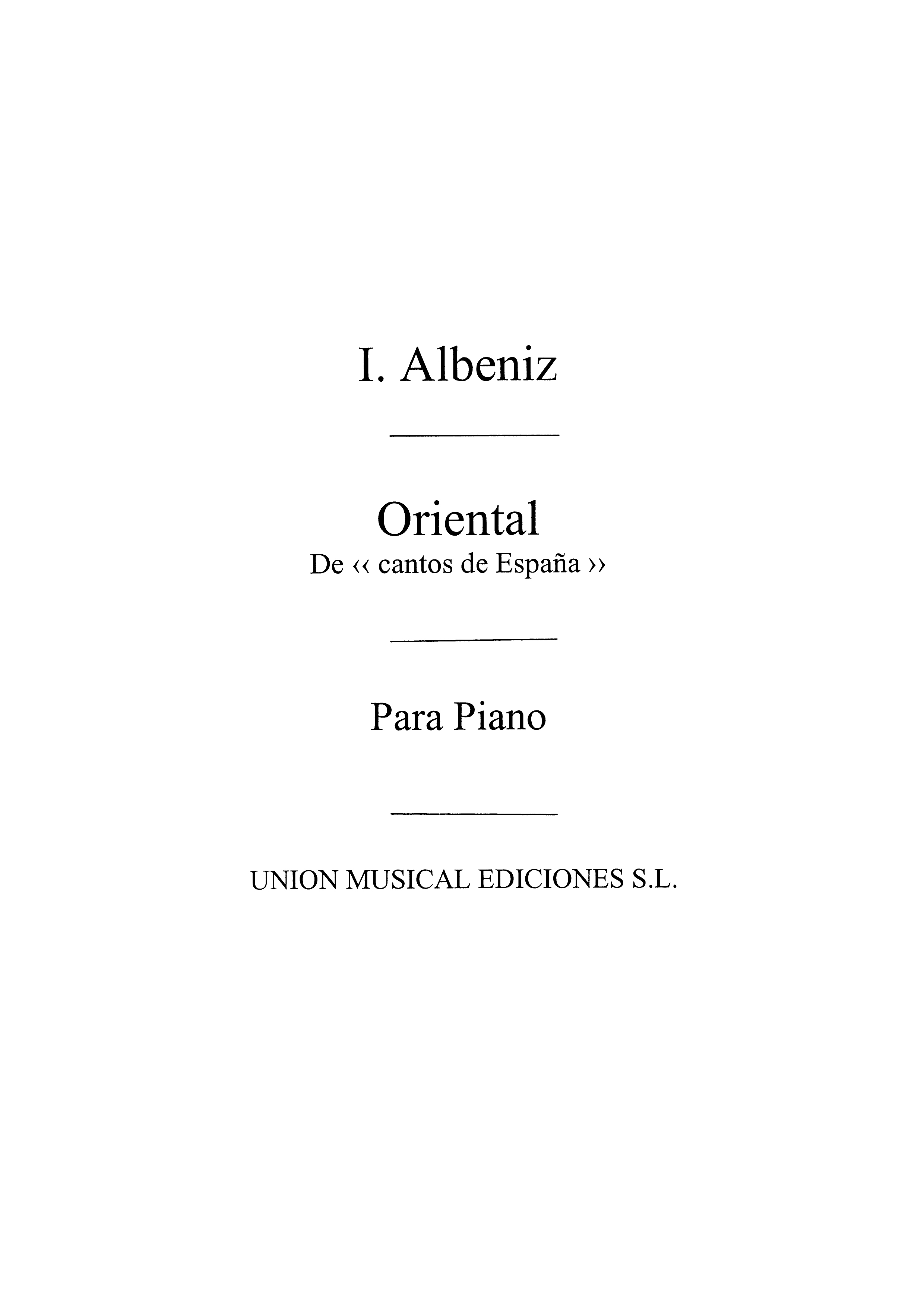 Albeniz Oriental No.2 Cantos De Espana Op.232 Piano