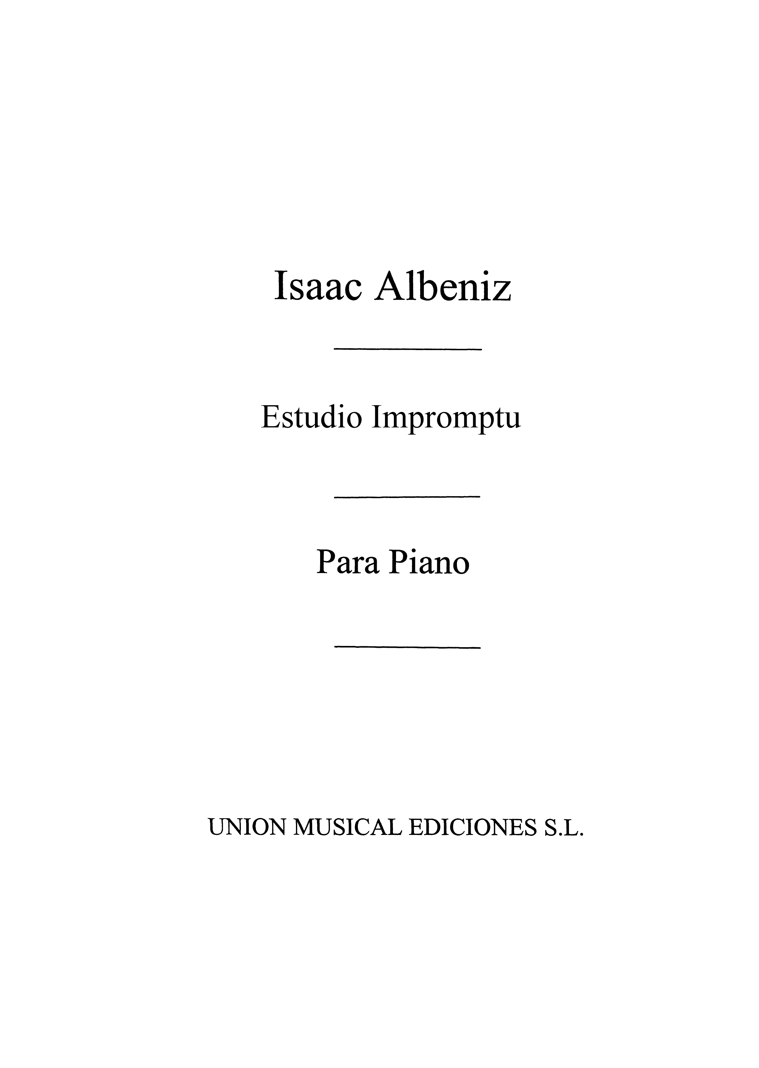 Albeniz: Estudio Impromptu Op.56 for Piano