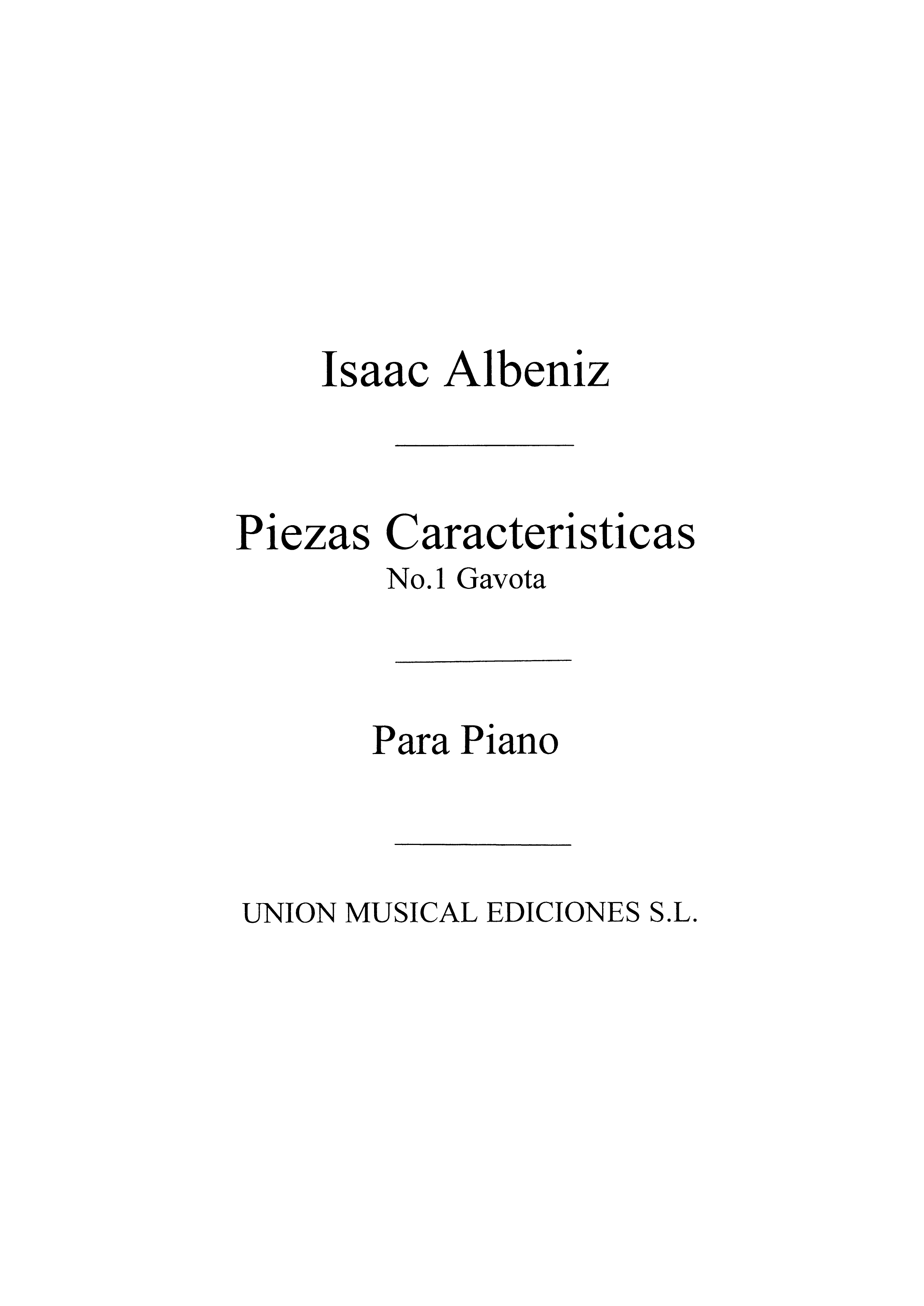 Albeniz: Gavota No.1 From Piezas Caracteristicas Op.92 Piano