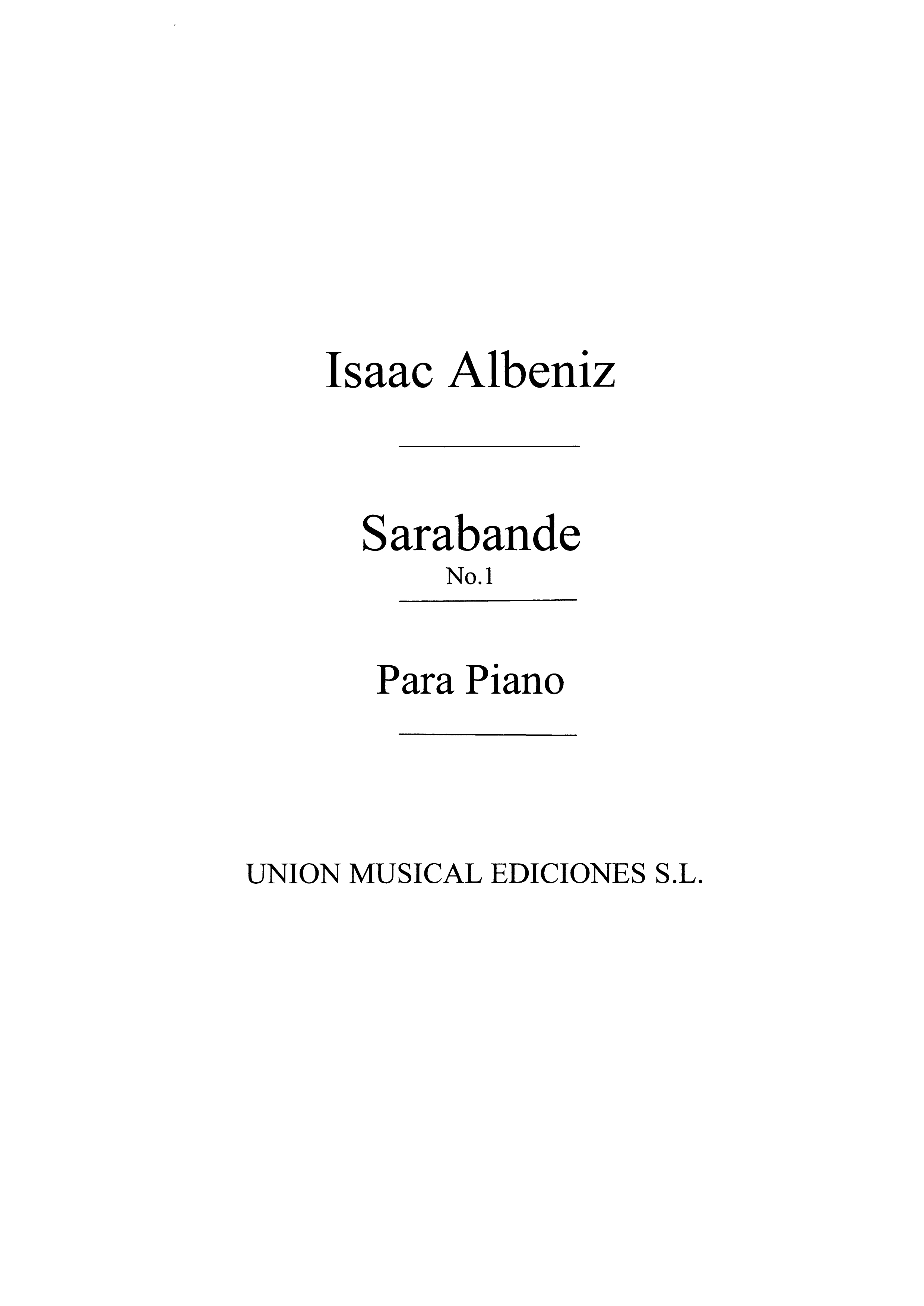 Albeniz Sarabande From Segunda Suite Ancienne Op.64 Piano