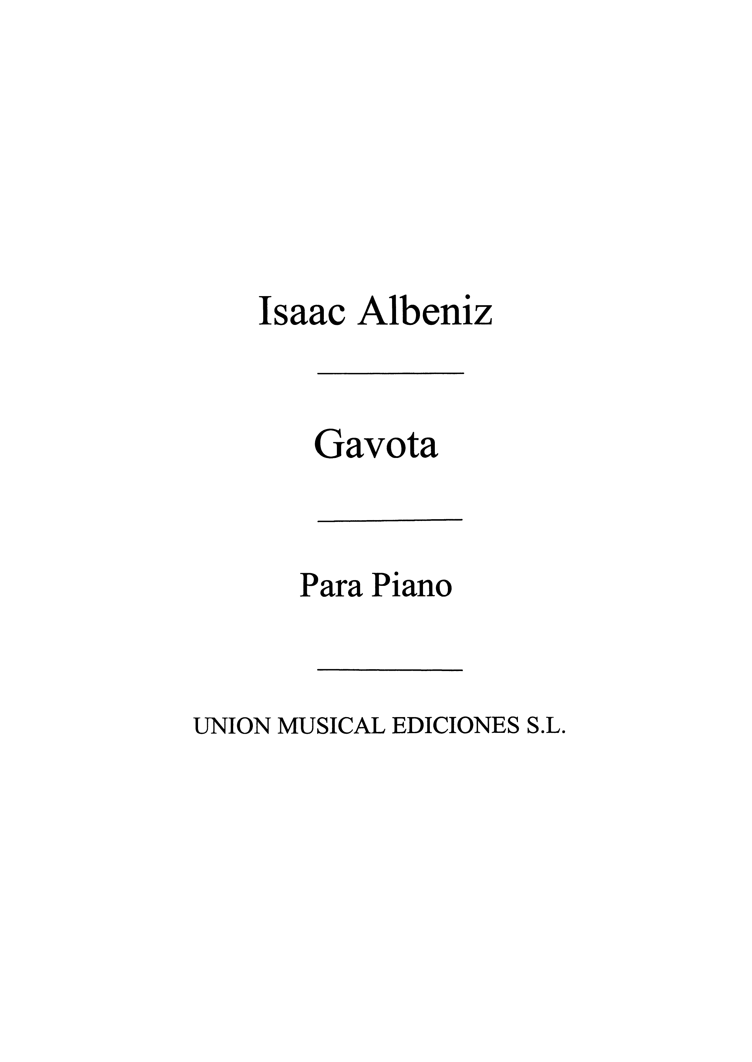 Albeniz: Gavota No.2 From Tercera Suite Ancienne for Piano