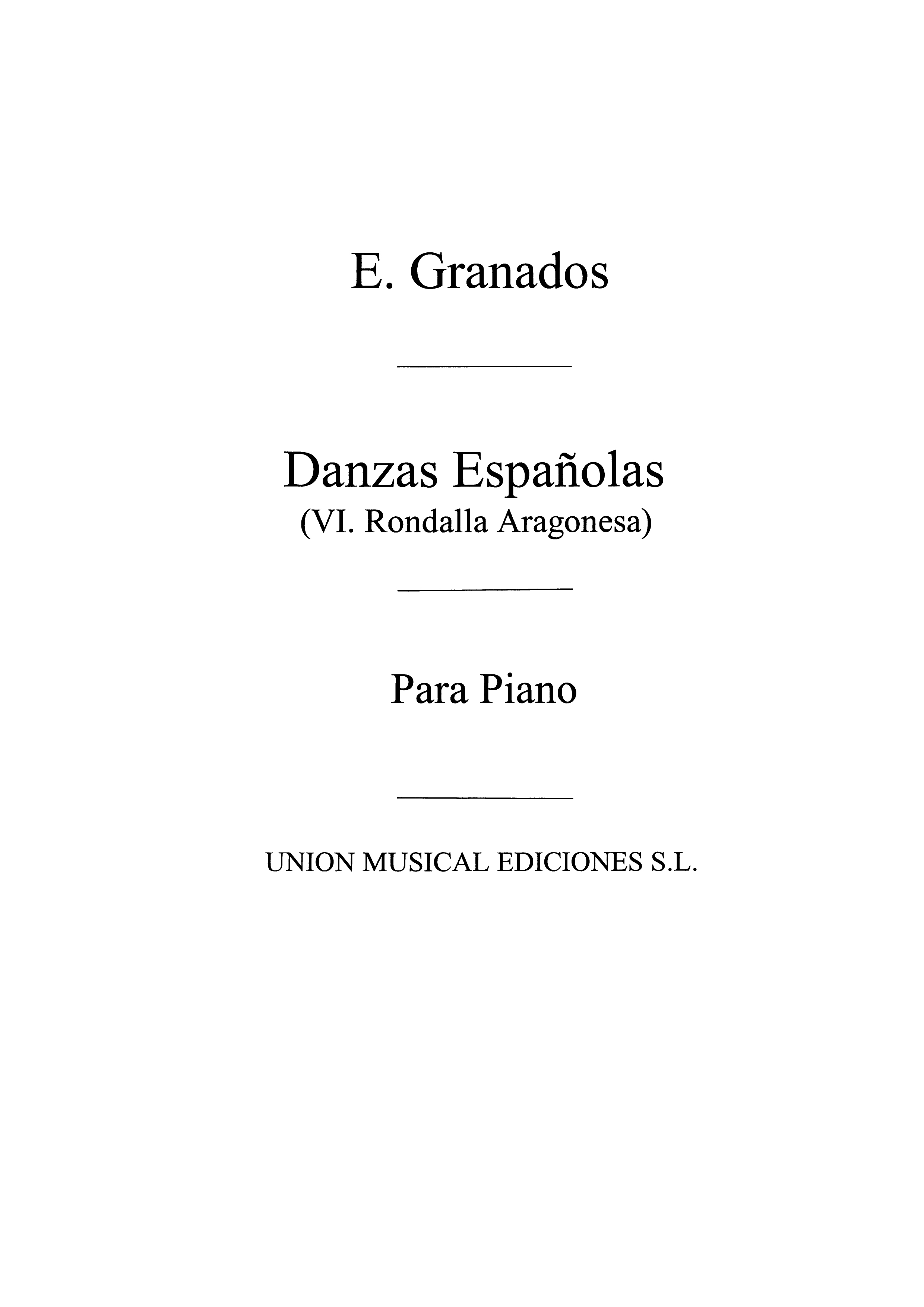 Granados: Danza Espanola No.6 Rondalla Aragonesa for Piano