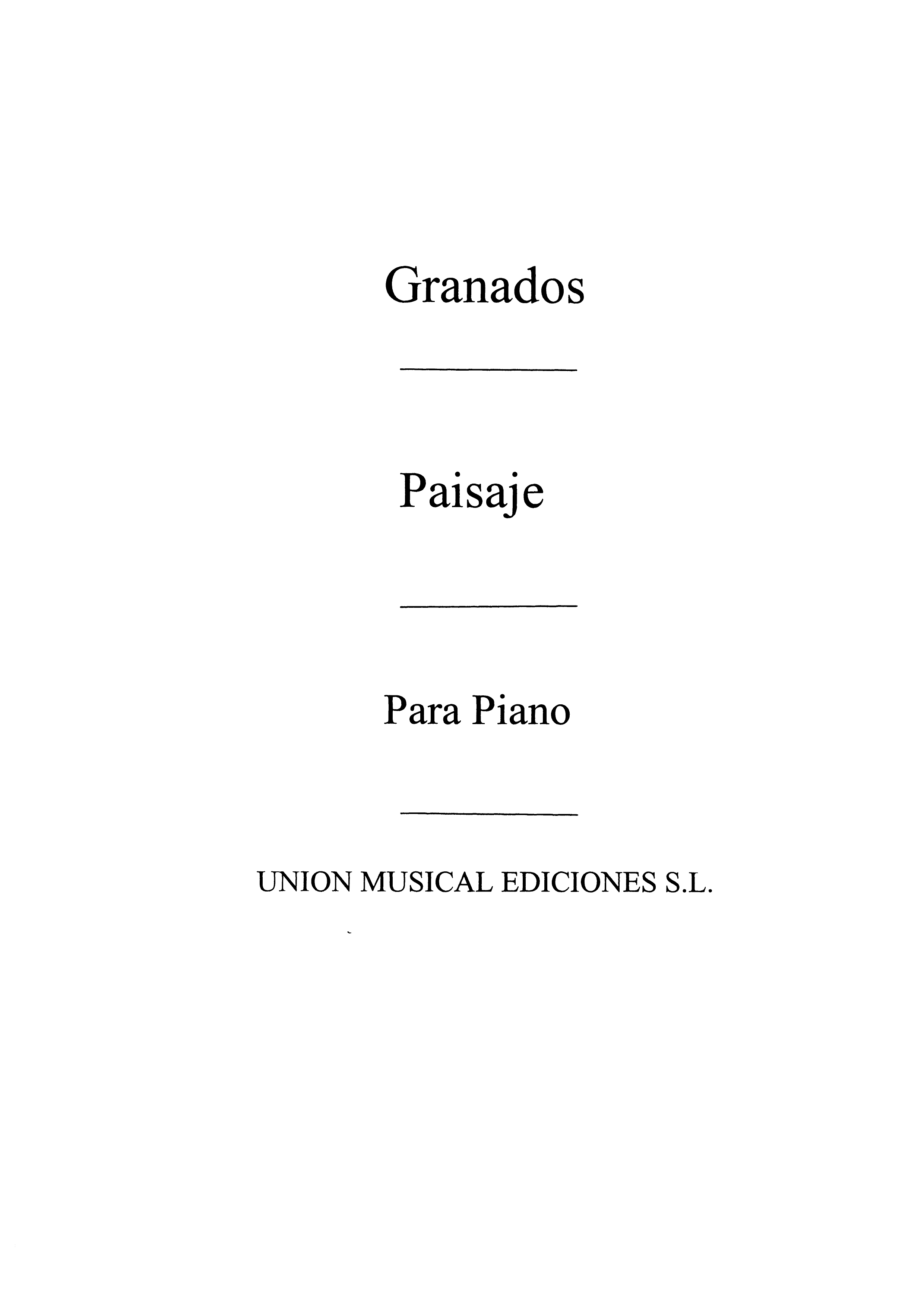 Granados: Paisaje Op.35 for Piano