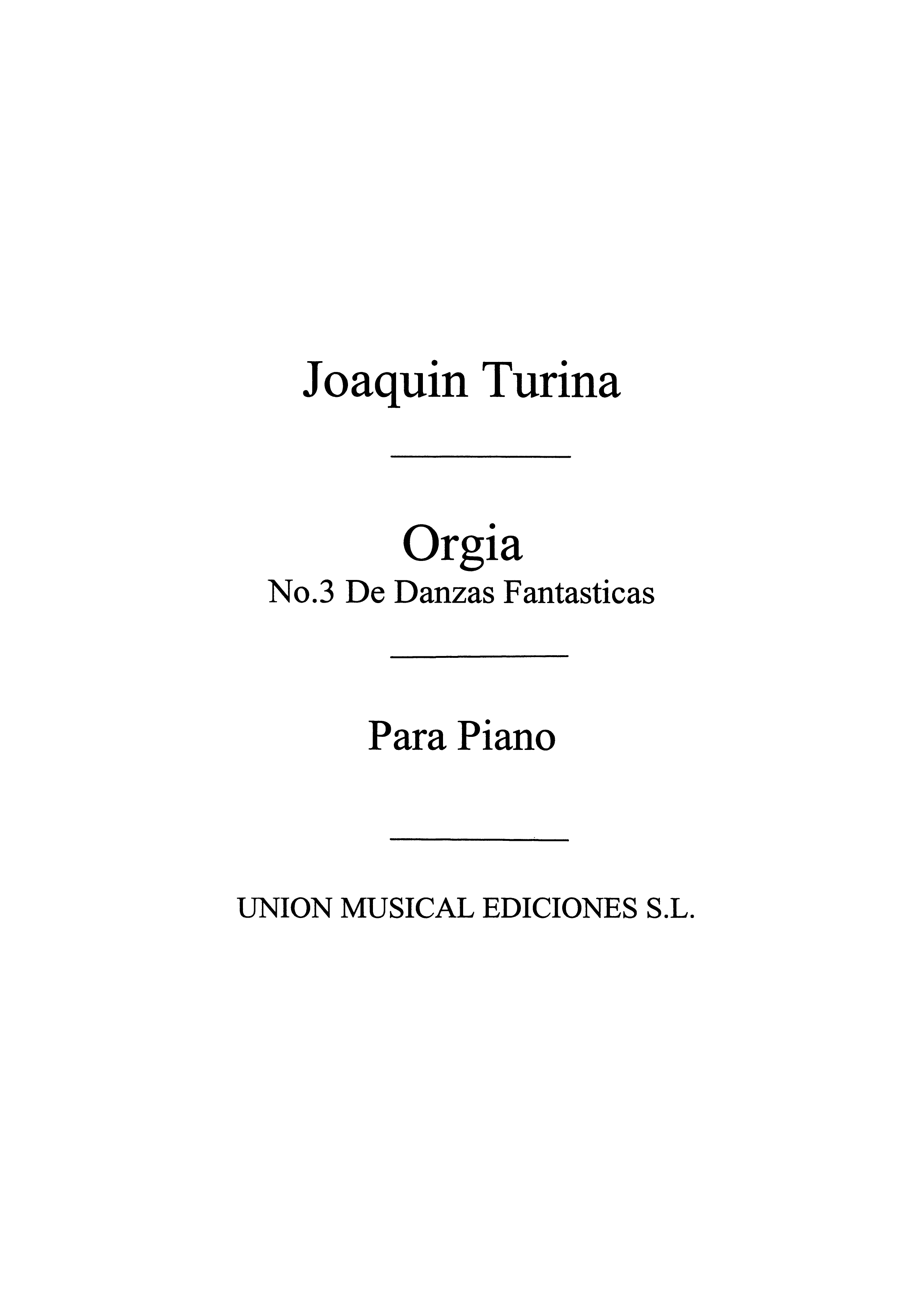 Turina: Orgia De Danzas Fantasticas for Piano