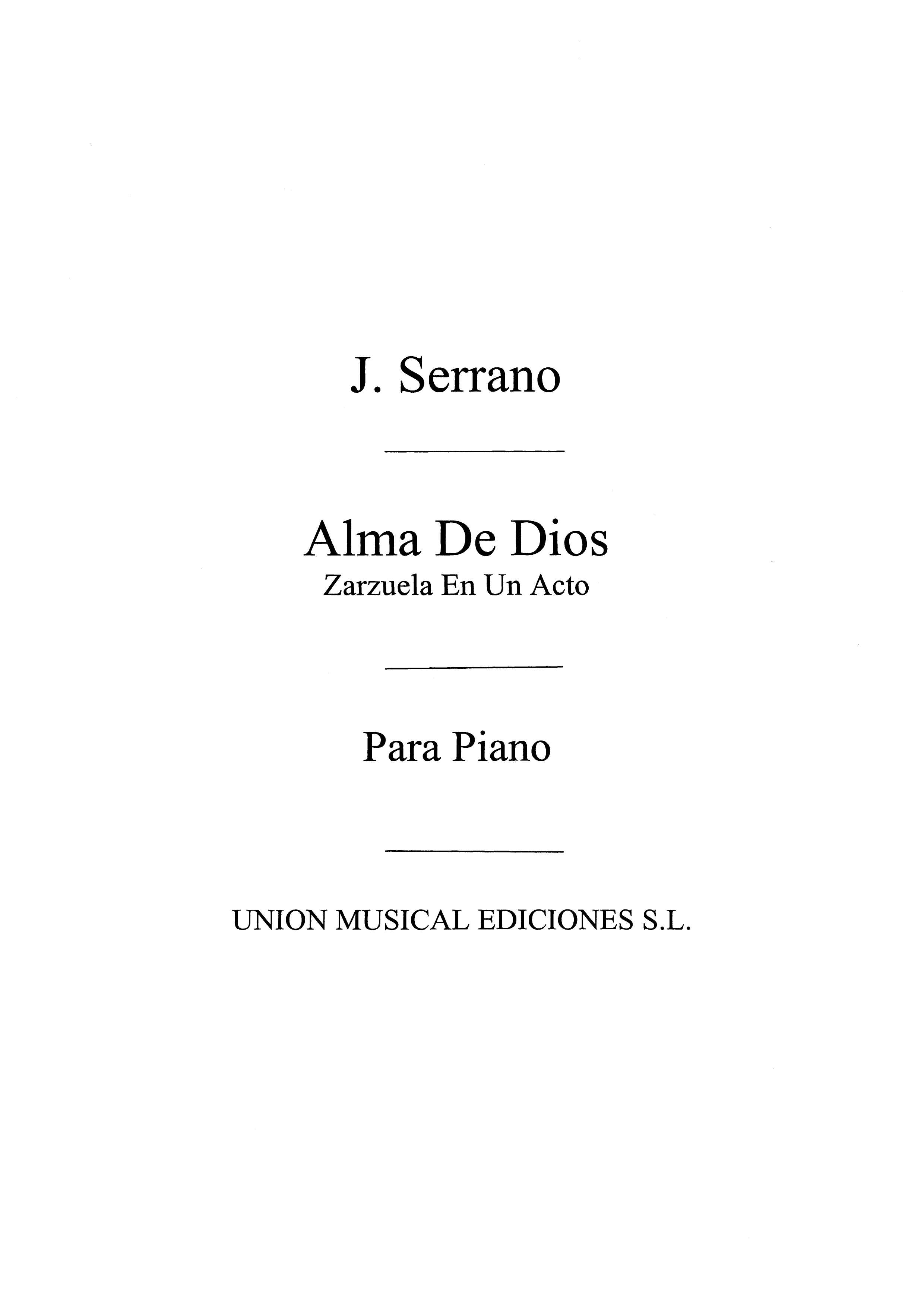 Serrano: Alma De Dios No.5 for Piano