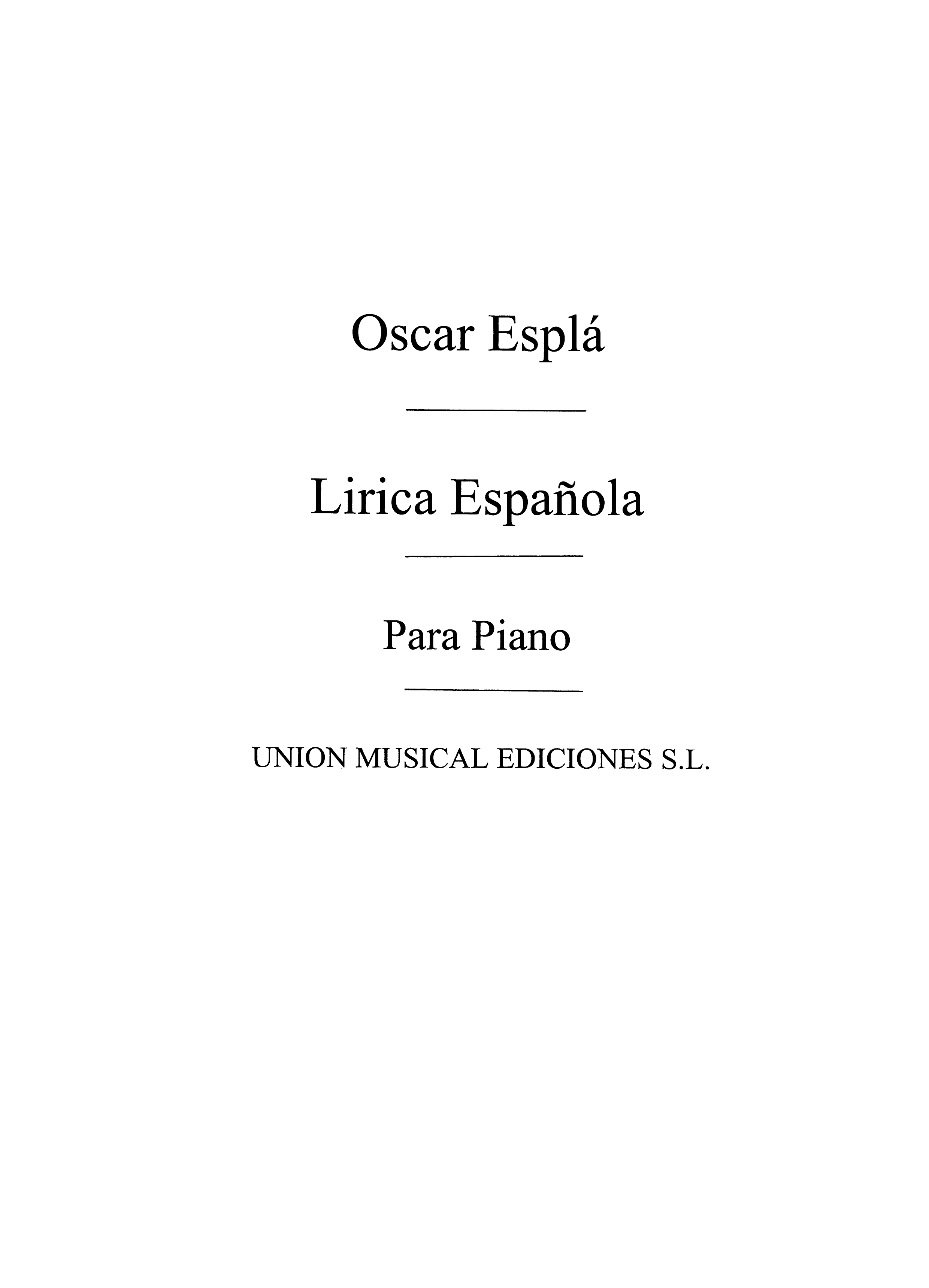 Espla: Lirica Espanola Vol.1 Bocetos Levantinos for Piano