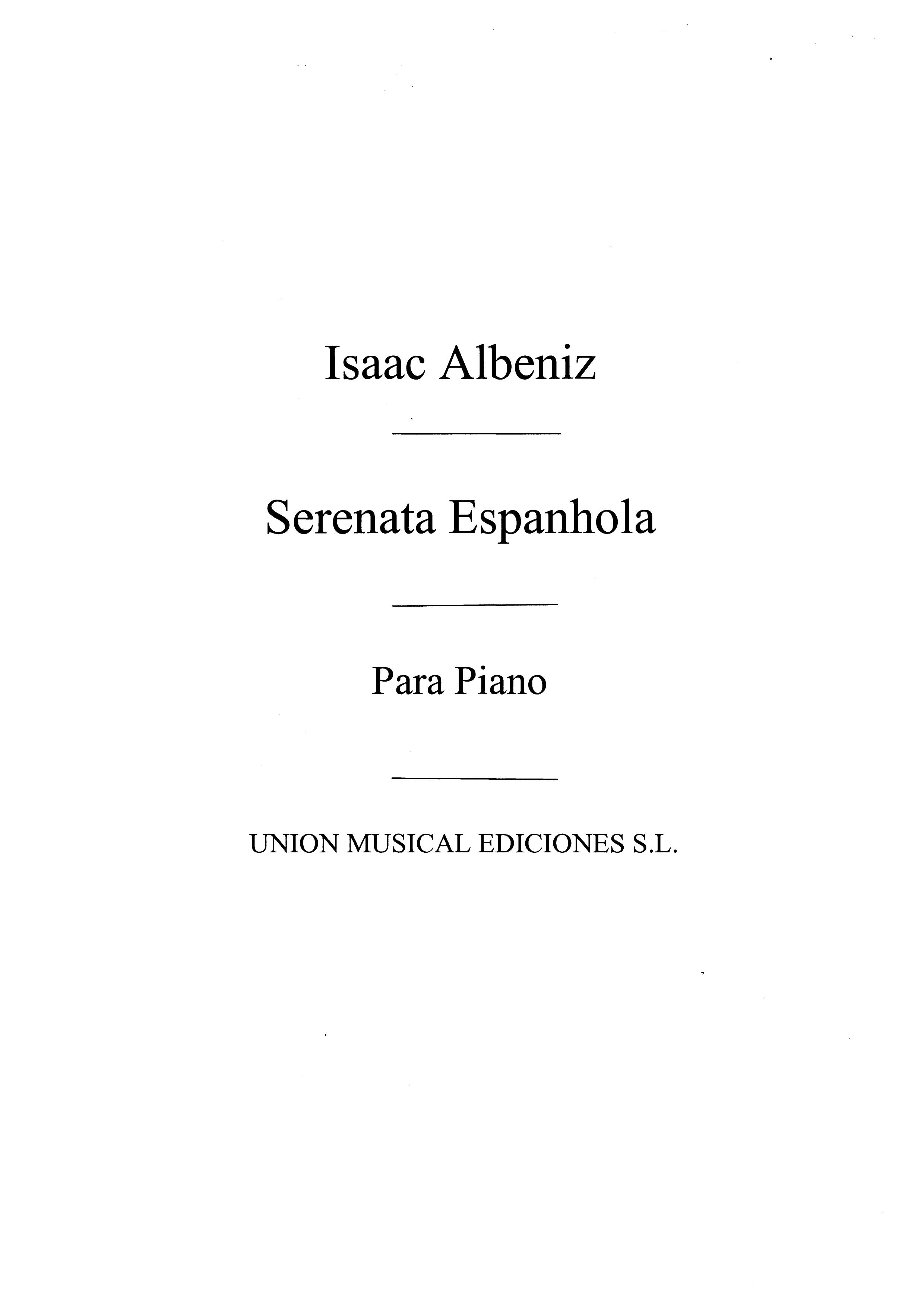 Albeniz: Serenata From Espana Op.165 for Piano