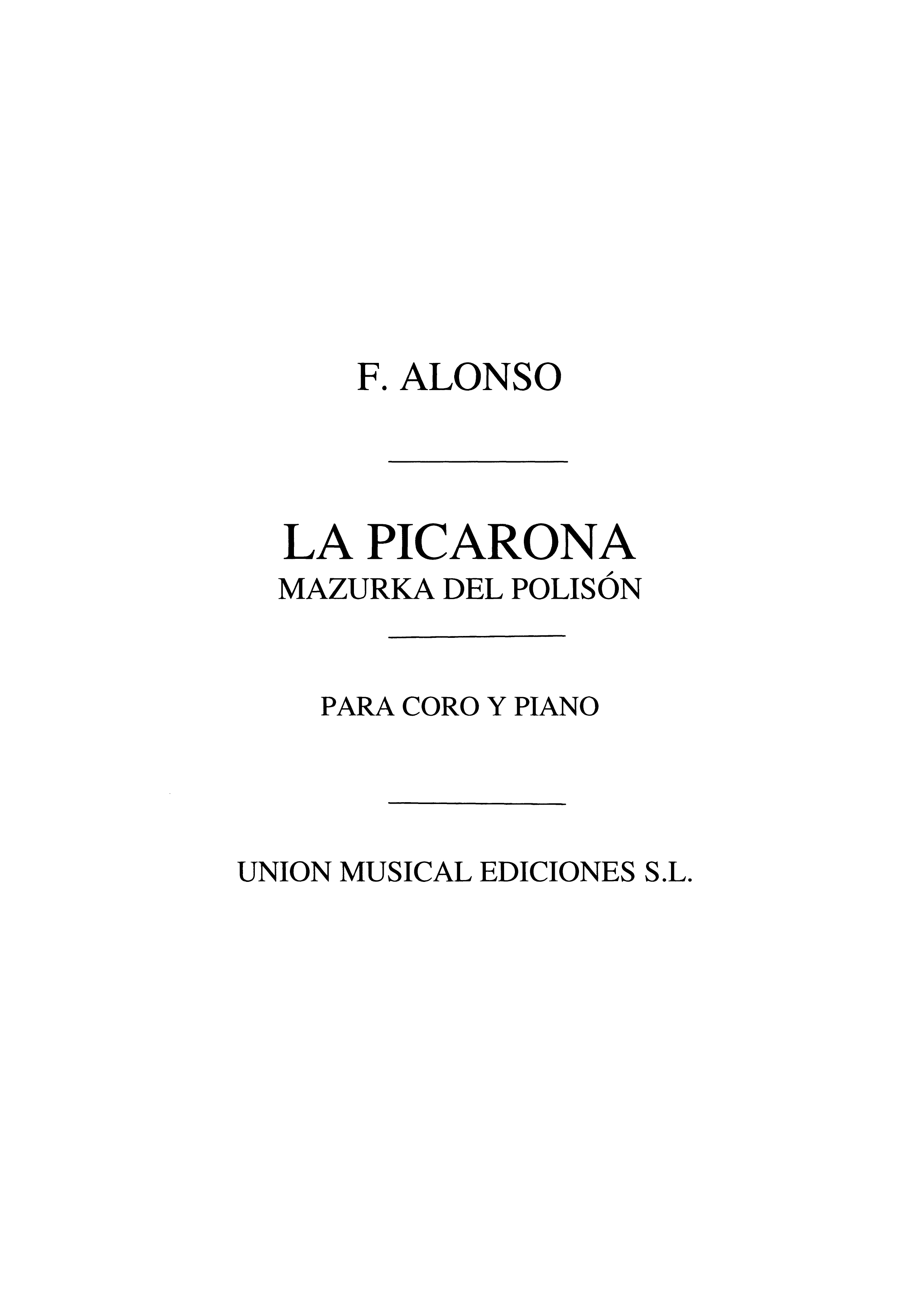 Fransico Alonso: Mazurka Del Polison (From La Picarona)