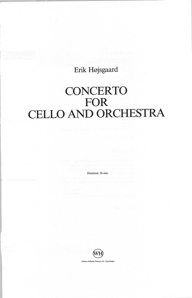 Hojsgaard Cello Concerto Cello And Orchestra Full Score