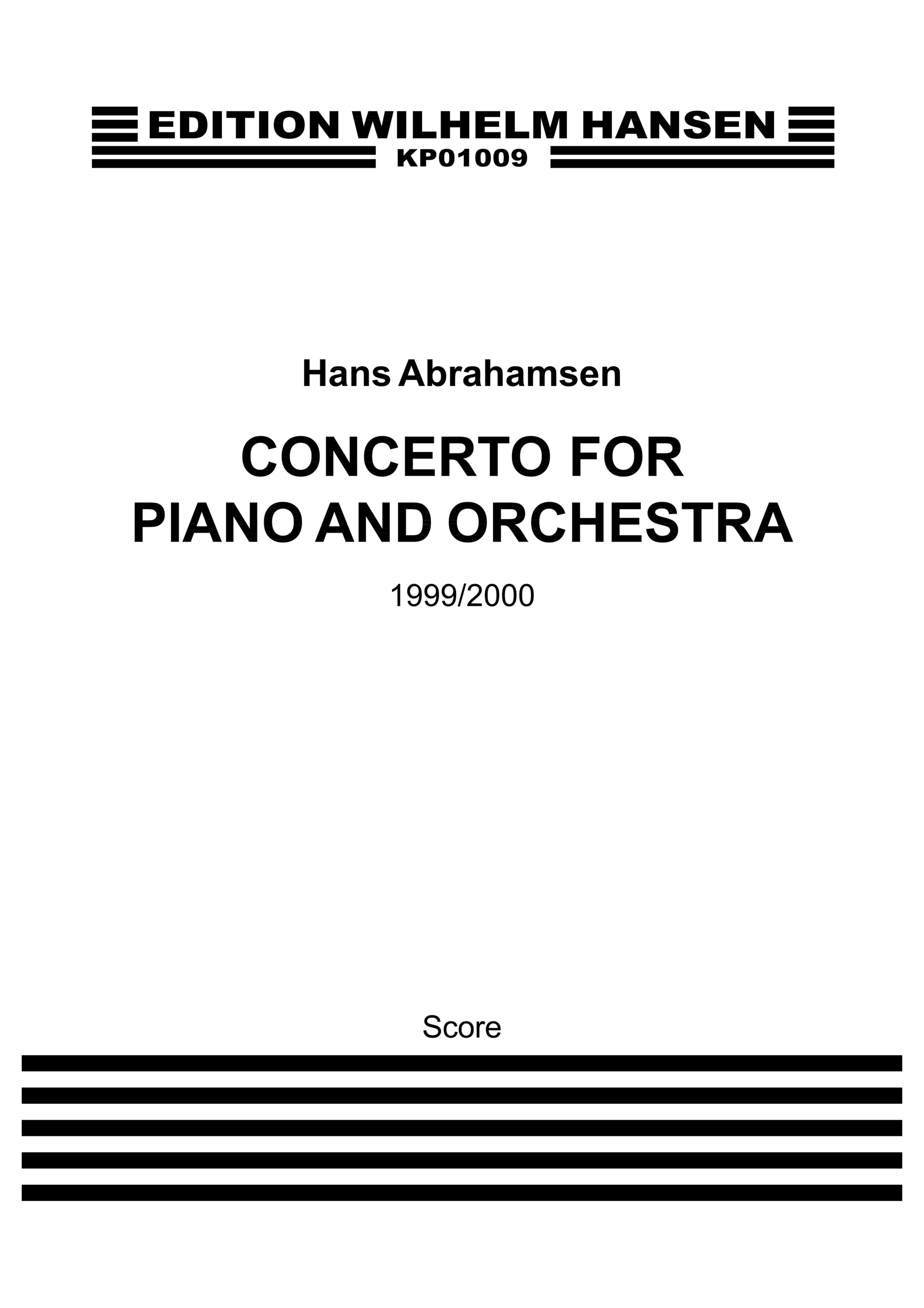 Hans Abrahamsen: Concerto For Piano And Orchestra (Score)