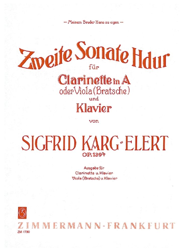 Karg-elert, S: Sonata B Major Op 139b